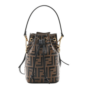 FENDI Vitello Liberty F is Fendi Bi-Color FF 1974 Embossed Mini Mon Tresor Bucket Bag Maya Black
