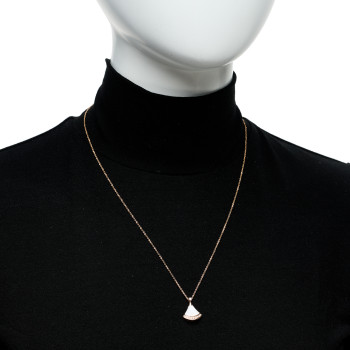 BULGARI 18K Rose Gold Diamond Mother of Pearl Divas' Dream Pave Pendant Necklace