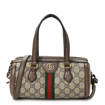 GUCCI GG Supreme Monogram Web Small Ophidia Boston Bag Beige New Acero