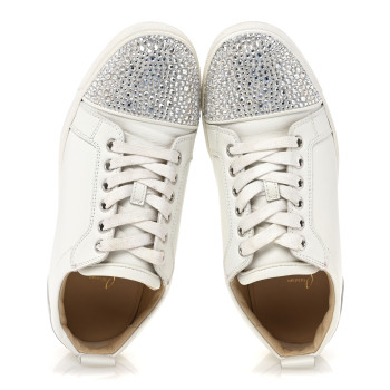 CHRISTIAN LOUBOUTIN Calfskin Strass Junior Flat Sneakers 36.5 36.5 Version Latte