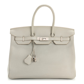 HERMES Taurillon Clemence Birkin 35 Gris Perle
