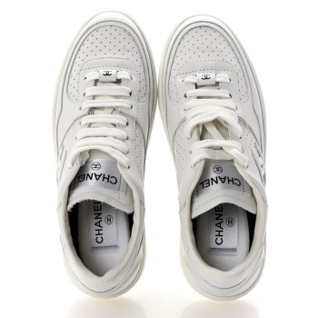 CHANEL Calfskin CC Womens Sneakers 36 White