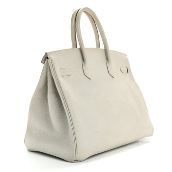 HERMES Taurillon Clemence Birkin 35 Gris Perle