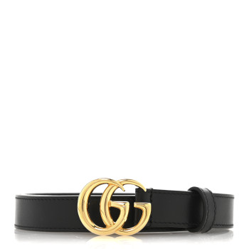 GUCCI Calfskin Double G 20mm Belt 65 26 Black