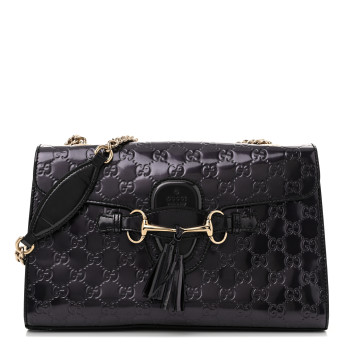 GUCCI Shine Guccissima Medium Emily Chain Shoulder Bag Melanzana