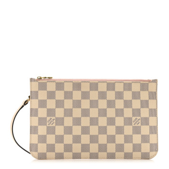 LOUIS VUITTON Damier Azur Neverfull MM GM Pochette Rose Ballerine