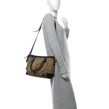 GUCCI Monogram Medium Sukey Top Handle Dark Brown
