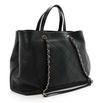 CHANEL Calfskin Large Serial Shopper Tote Black