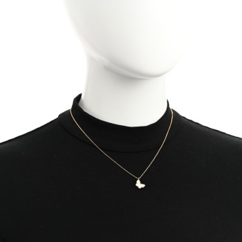 VAN CLEEF & ARPELS 18K Yellow Gold Mother of Pearl Sweet Alhambra Butterfly Pendant Necklace