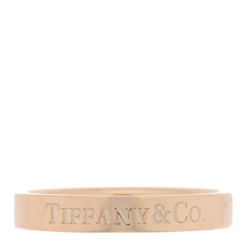 TIFFANY 18K Rose Gold Logo Band Ring 48 4.5