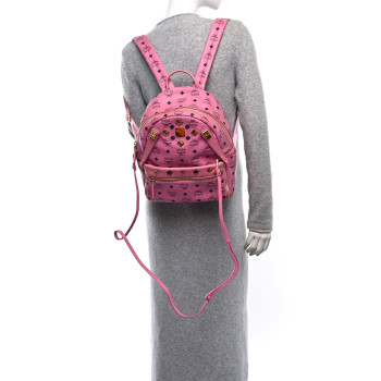 MCM Visetos Studded Small Dual Stark Backpack Pink