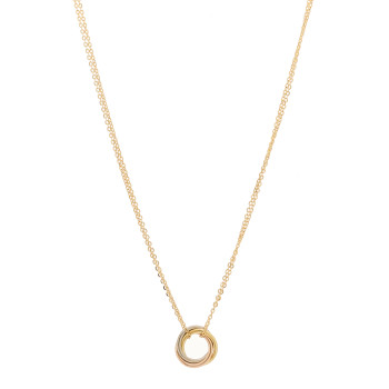 CARTIER 18K Pink Yellow White Gold Trinity Double Chain Pendant Necklace