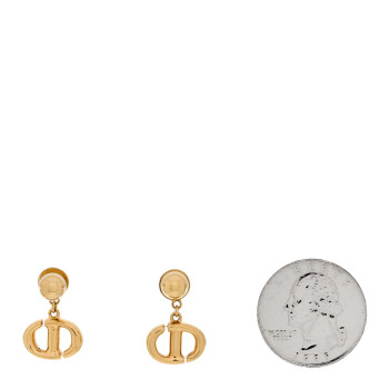 CHRISTIAN DIOR Metal Petit CD Drop Earrings Gold