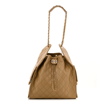 CHANEL Caviar Quilted Medium Chanel 25 Handbag Dark Beige
