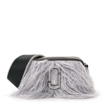 MARC JACOBS Faux Fur Calfskin The Creature Snapshot Camera Bag Grey Silver