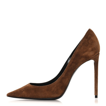 SAINT LAURENT Suede Zoe 105 Pump 36.5 Caramel