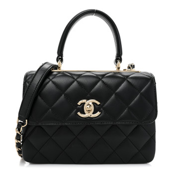 CHANEL Lambskin Quilted Mini Trendy CC Dual Handle Flap Bag Black