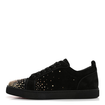 CHRISTIAN LOUBOUTIN Veau Velours Crystal Mens Degralouis Low Top Sneaker 43 Black