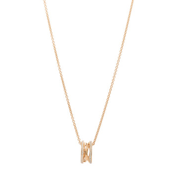 BULGARI 18K Rose Gold Diamond B.Zero1 Open Legends Pendant Necklace