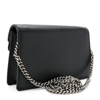 GUCCI Calfskin Super Mini Dionysus Shoulder Bag Black