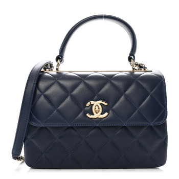CHANEL Lambskin Quilted Small Trendy CC Flap Dual Handle Bag Blue