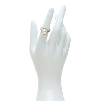 DAVID YURMAN Sterling Silver Diamond Cultured Pearl Cable Ring 50 5.5