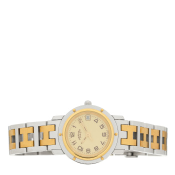 HERMES Stainless Steel 24mm Clipper Quartz Watch Gold