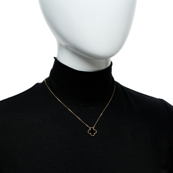 VAN CLEEF & ARPELS 18K Yellow Gold Black Onyx Vintage Alhambra Pendant Necklace