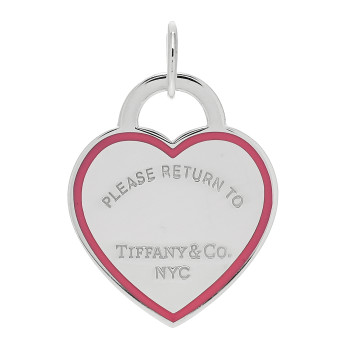 TIFFANY Sterling Silver Enamel Return to Tiffany Heart Tag Charm Pink