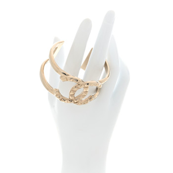 CHANEL Metal Studded CC Cuff Gold