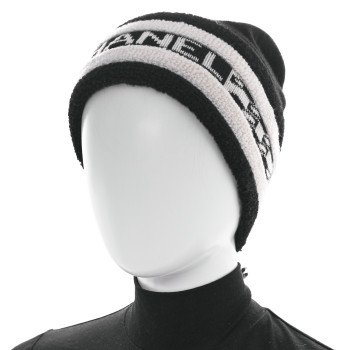 CHANEL Cashmere CC Beanie Hat Ecru Black
