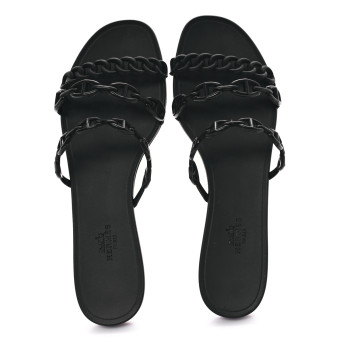 HERMES Rubber Chaine d'Ancre Rivage Sandals 40 Black