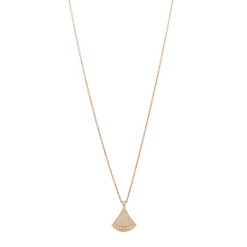 BULGARI 18K Rose Gold Diamond Mother of Pearl Divas' Dream Pave Pendant Necklace