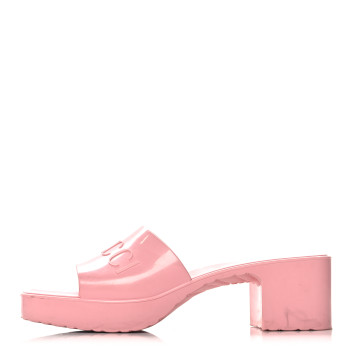 GUCCI Rubber Gucci Logo Womens Platform 20/60mm Slide Sandals 38 Wild Rose