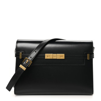 SAINT LAURENT Smooth Calfskin Manhattan Shoulder Bag Black