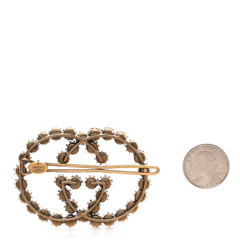 GUCCI Metal Crystal Hairslide Tennis Interlocking G Hair Clip Multicolor