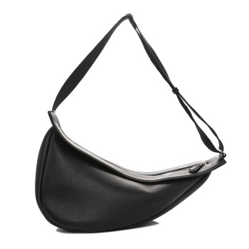 THE ROW Grained Calfskin Large Slouchy Banana Bag Black