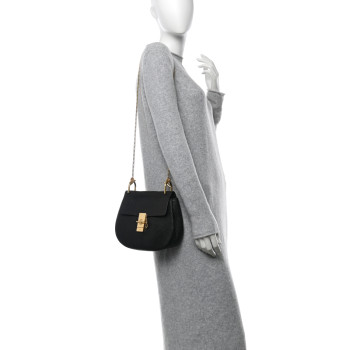 CHLOE Grained Lambskin Drew Shoulder Bag Black
