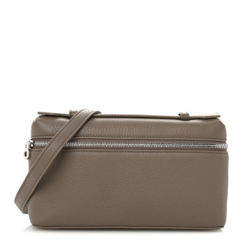 LORO PIANA Grained Calfskin L19 Extra Pocket Pouch Warm Mastic