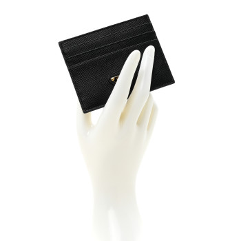 PRADA Saffiano Triangle Card Case Black