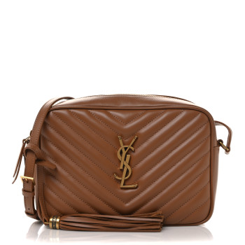 SAINT LAURENT Calfskin Matelasse Monogram Lou Camera Bag Cinnamon