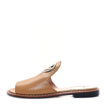 FENDI Calfskin F is Fendi Flat Mule Sandals 40 Miele Scuro