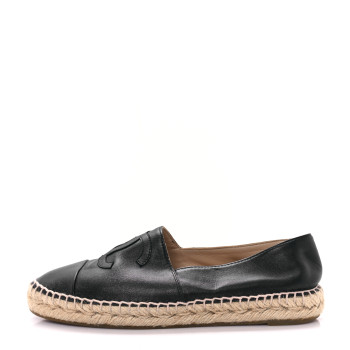 CHANEL Lambskin CC Espadrilles 39 Black