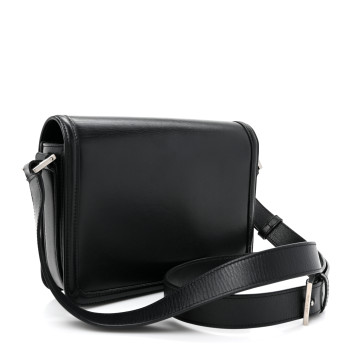 SAINT LAURENT Box Calfskin Monogram Medium Solferino Satchel Black