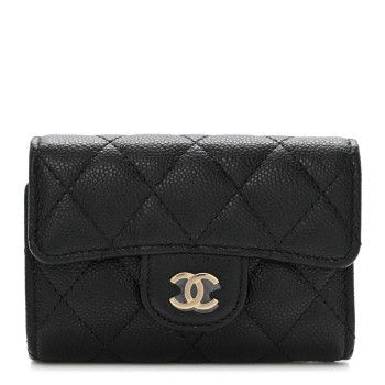 CHANEL Caviar Quilted Classic 4 Key Holder Wallet Black