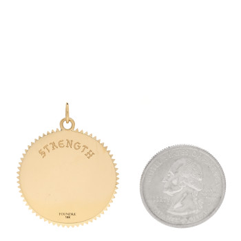 FOUNDRAE 18K Yellow Gold Diamond Large Strength Medallion Pendant