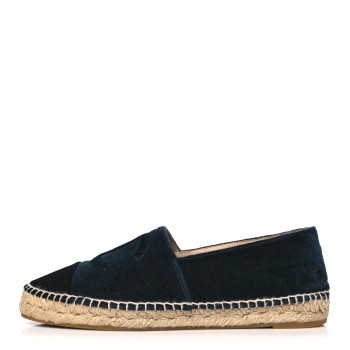 CHANEL Velvet CC Espadrilles 41 Dark Navy Black