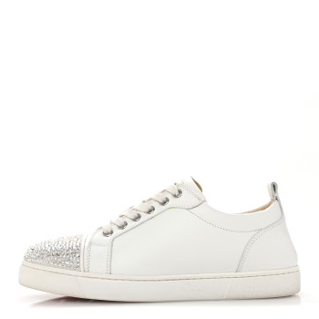 CHRISTIAN LOUBOUTIN Calfskin Strass Junior Flat Sneakers 36.5 36.5 Version Latte