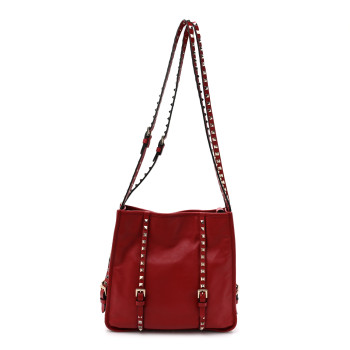 VALENTINO GARAVANI Vitello Rockstud Shopper Tote Red
