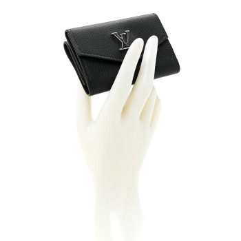 LOUIS VUITTON Soft Calfskin Lockmini Wallet Black
